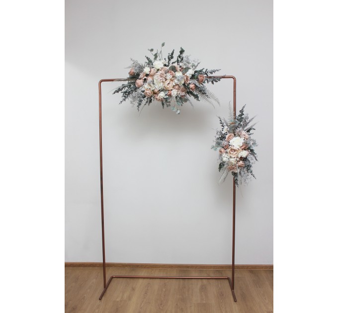  Flower arch arrangement in beige white gray colors.  Arbor flowers. Floral archway. Faux flowers for wedding arch. 5078