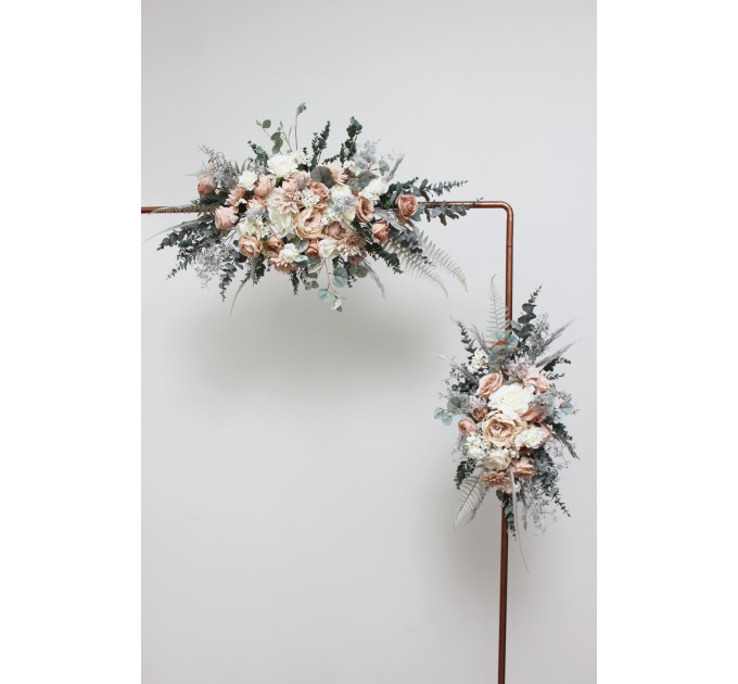  Flower arch arrangement in beige white gray colors.  Arbor flowers. Floral archway. Faux flowers for wedding arch. 5078