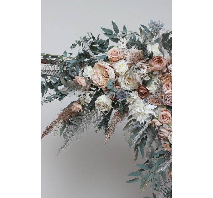  Flower arch arrangement in beige white gray colors.  Arbor flowers. Floral archway. Faux flowers for wedding arch. 5078