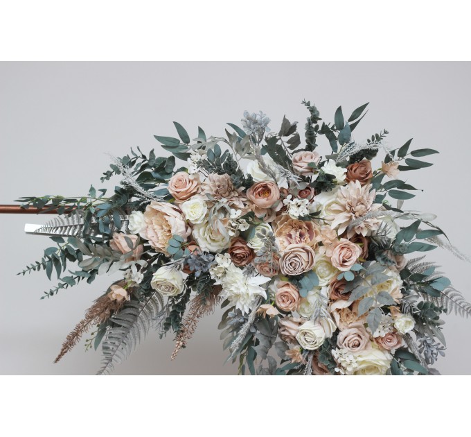 Flower arch arrangement in beige white gray colors.  Arbor flowers. Floral archway. Faux flowers for wedding arch. 5078
