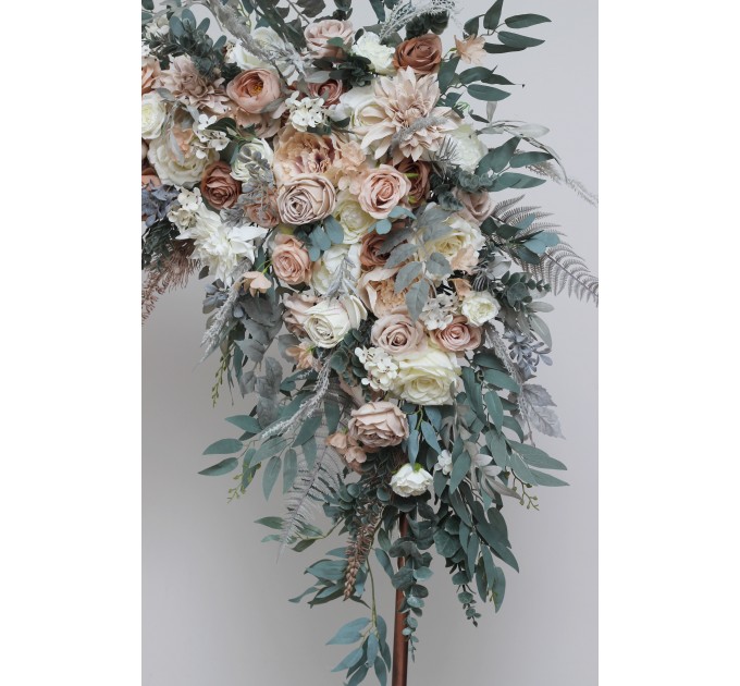  Flower arch arrangement in beige white gray colors.  Arbor flowers. Floral archway. Faux flowers for wedding arch. 5078