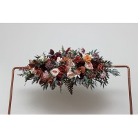  Flower arch arrangement in cinnamon burgundy blush pink rust colors.  Arbor flowers. Floral archway. Faux flowers for wedding arch. 5082