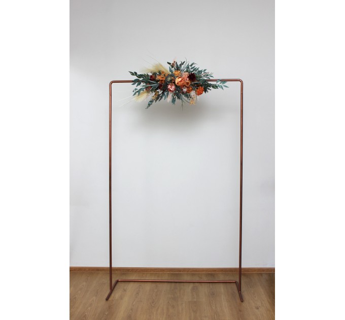 Flower arch arrangement in coral burgundy peach colors. Arbor flowers. Floral archway. Faux flowers for wedding arch. 5079