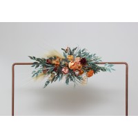  Flower arch arrangement in coral burgundy peach colors.  Arbor flowers. Floral archway. Faux flowers for wedding arch. 5079