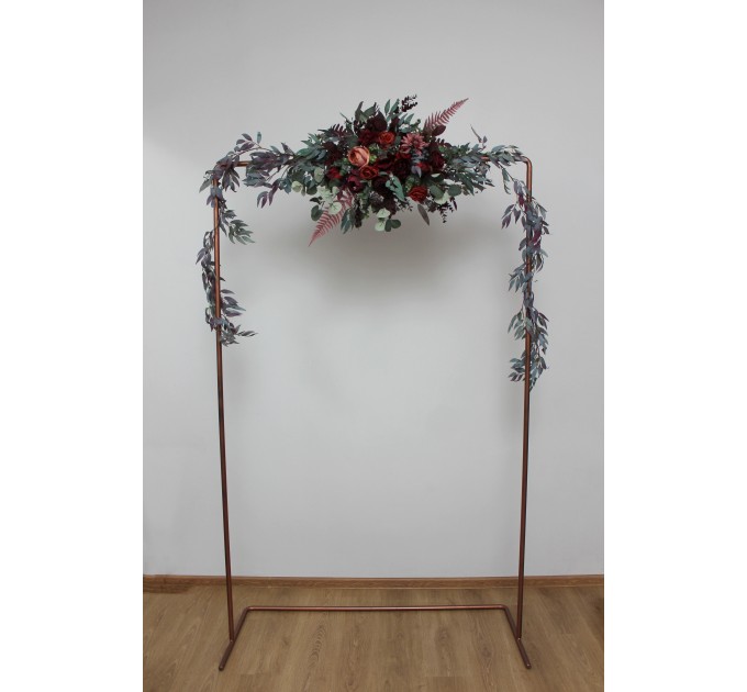  Flower arch arrangement in deep burgundy red blue colors.  Arbor flowers. Floral archway. Faux flowers for wedding arch. 5077