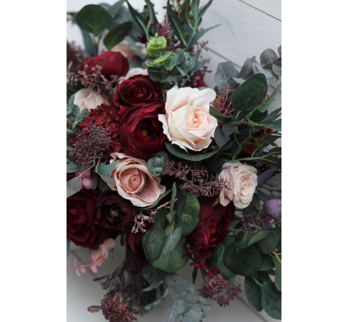 Wedding bouquets in burgundy blush pink colors. Bridal bouquet. Faux bouquet. Bridesmaid bouquet. 5080