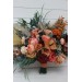 Wedding bouquets in coral burgundy peach colors. Bridal bouquet. Faux bouquet. Bridesmaid bouquet. 5079