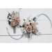  Wedding boutonnieres and wrist corsage  in beige white gray color scheme. Flower accessories. 5078