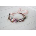Dusty rose purple pink flower crown. Hair wreath in  pastel colors. Flower girl crown. Wedding flowers. 0004