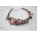Dusty rose purple pink flower crown. Hair wreath in  pastel colors. Flower girl crown. Wedding flowers. 0004