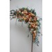 Flower arch arrangement in orange rust peach colors. Arbor flowers. Floral archway. Faux flowers for wedding arch. 0001