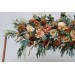 Flower arch arrangement in orange rust peach colors. Arbor flowers. Floral archway. Faux flowers for wedding arch. 0001