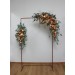 Flower arch arrangement in orange rust peach colors. Arbor flowers. Floral archway. Faux flowers for wedding arch. 0001