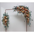 Flower arch arrangement in orange rust peach colors. Arbor flowers. Floral archway. Faux flowers for wedding arch. 0001