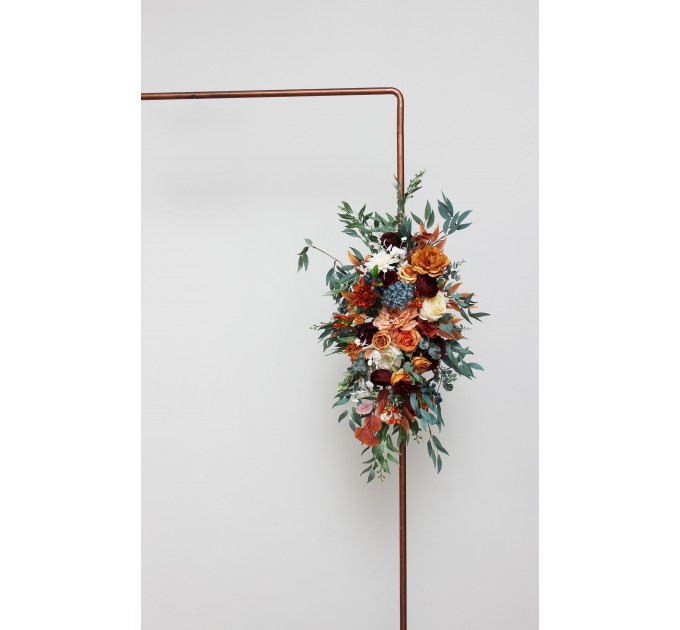  Flower arch arrangement in rust burgundy  ivory colors.  Arbor flowers. Floral archway. Faux flowers for wedding arch. 0007