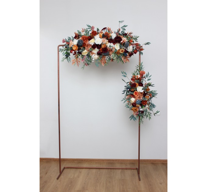  Flower arch arrangement in rust burgundy  ivory colors.  Arbor flowers. Floral archway. Faux flowers for wedding arch. 0007