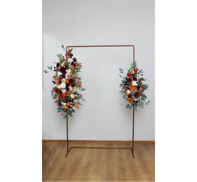  Flower arch arrangement in rust burgundy  ivory colors.  Arbor flowers. Floral archway. Faux flowers for wedding arch. 0007