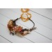 Orange rust peach crown. Hair wreath. Flower girl crown. Wedding flowers. 0001