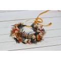Orange rust peach crown. Hair wreath. Flower girl crown. Wedding flowers. 0001