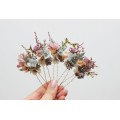  Set of 5 hair pins in  dusty rose purple pink color scheme. Hair accessories. Flower accessories for wedding. 0004