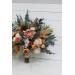 Wedding bouquets in orange rust peach colors. Bridal bouquet. Cascading bouquet. Faux bouquet. Bridesmaid bouquet. 0001