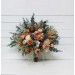 Wedding bouquets in orange rust peach colors. Bridal bouquet. Cascading bouquet. Faux bouquet. Bridesmaid bouquet. 0001