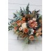 Wedding bouquets in orange rust peach colors. Bridal bouquet. Cascading bouquet. Faux bouquet. Bridesmaid bouquet. 0001