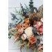 Wedding bouquets in orange rust peach colors. Bridal bouquet. Cascading bouquet. Faux bouquet. Bridesmaid bouquet. 0001