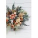 Wedding bouquets in orange rust peach colors. Bridal bouquet. Cascading bouquet. Faux bouquet. Bridesmaid bouquet. 0001