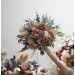 Wedding bouquets in orange rust peach colors. Bridal bouquet. Cascading bouquet. Faux bouquet. Bridesmaid bouquet. 0001