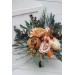 Wedding bouquets in orange rust peach colors. Bridal bouquet. Cascading bouquet. Faux bouquet. Bridesmaid bouquet. 0001