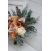 Wedding bouquets in orange rust peach colors. Bridal bouquet. Cascading bouquet. Faux bouquet. Bridesmaid bouquet. 0001