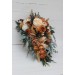 Wedding bouquets in orange rust peach colors. Bridal bouquet. Cascading bouquet. Faux bouquet. Bridesmaid bouquet. 0001