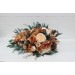 Wedding bouquets in orange rust peach colors. Bridal bouquet. Cascading bouquet. Faux bouquet. Bridesmaid bouquet. 0001