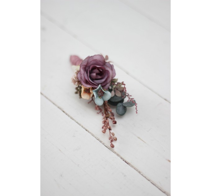  Wedding boutonnieres and wrist corsage  in pastel color theme.Dusty rose purple pink flower accessories. 0004