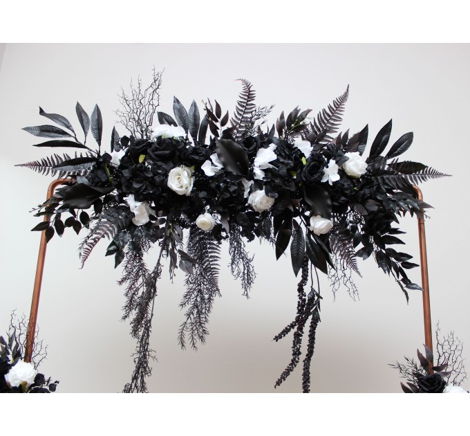  Flower arch arrangement in black and white colors.  Arbor flowers. Floral archway. Faux flowers for wedding arch. 5086