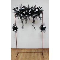  Flower arch arrangement in black and white colors.  Arbor flowers. Floral archway. Faux flowers for wedding arch. 5086