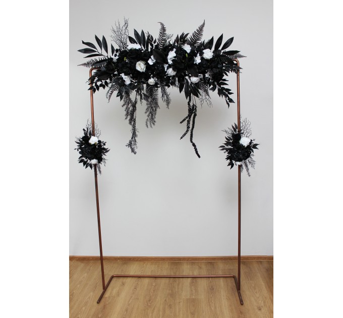  Flower arch arrangement in black and white colors.  Arbor flowers. Floral archway. Faux flowers for wedding arch. 5086