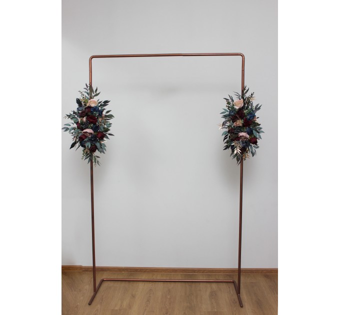  Flower arch arrangement in burgundy navy blue dusty rose gold colors.  Arbor flowers. Floral archway. Faux flowers for wedding arch. 5090