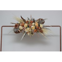  Flower arch arrangement in orange yellow terracotta  colors.  Arbor flowers. Floral archway. Faux flowers for wedding arch. 5083