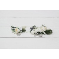 Flower comb in white color scheme. Wedding accessories for hair. Bridal flower comb. Bridesmaid floral comb. 5087