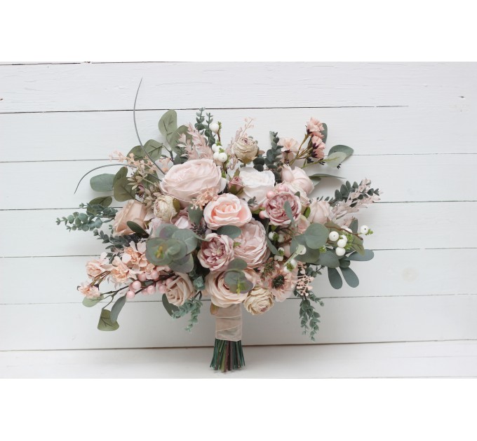 Wedding bouquets in blush pink colors. Bridal bouquet. Faux bouquet. Bridesmaid bouquet. 5088