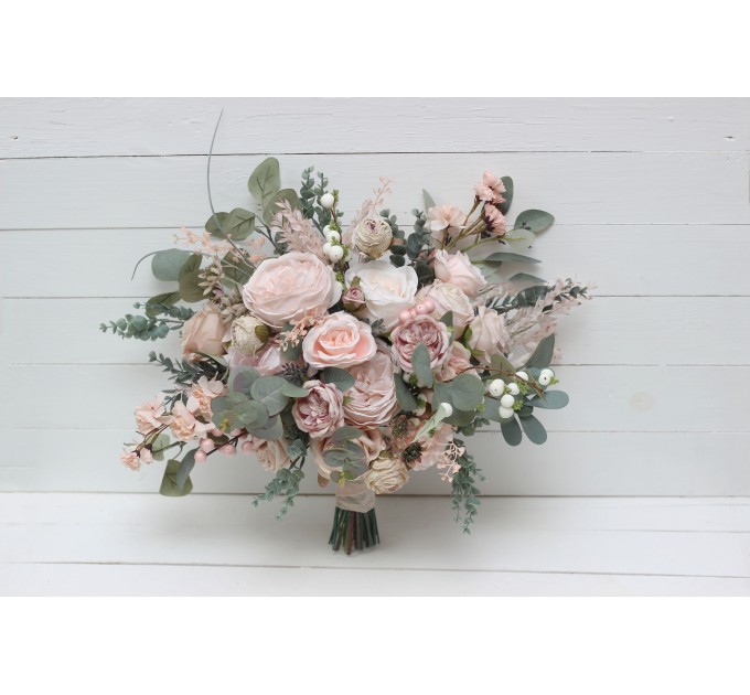 Wedding bouquets in blush pink colors. Bridal bouquet. Faux bouquet. Bridesmaid bouquet. 5088