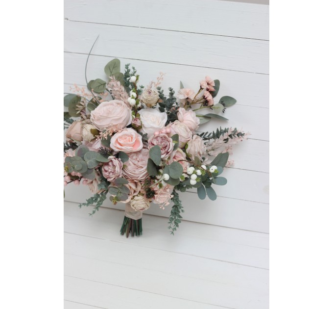 Wedding bouquets in blush pink colors. Bridal bouquet. Faux bouquet. Bridesmaid bouquet. 5088