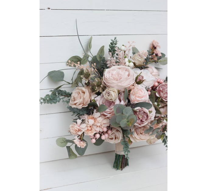 Wedding bouquets in blush pink colors. Bridal bouquet. Faux bouquet. Bridesmaid bouquet. 5088