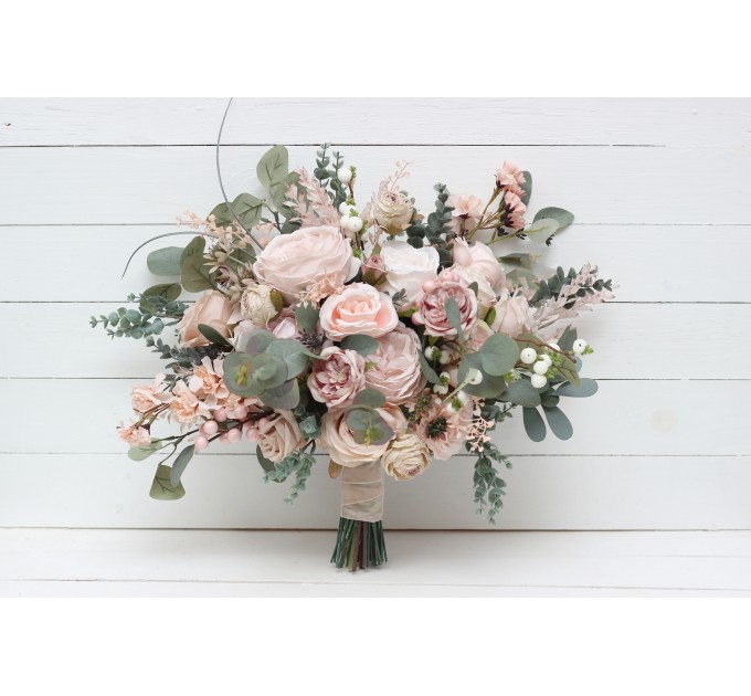 Wedding bouquets in blush pink colors. Bridal bouquet. Faux bouquet. Bridesmaid bouquet. 5088
