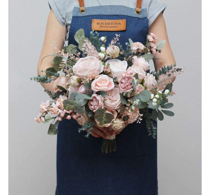 Wedding bouquets in blush pink colors. Bridal bouquet. Faux bouquet. Bridesmaid bouquet. 5088