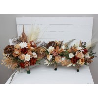 Wedding bouquets in orange ivory rust terracotta colors. Bridal bouquet. Faux bouquet. Bridesmaid bouquet. 0036