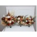 Wedding bouquets in orange ivory rust terracotta colors. Bridal bouquet. Faux bouquet. Bridesmaid bouquet. 0036