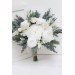 Wedding bouquets in white colors. Bridal bouquet. Cascading bouquet. Faux bouquet. Bridesmaid bouquet.White rose peony bouquets. 5087